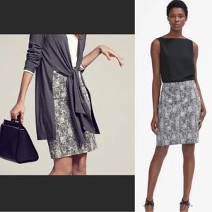 MM Lafleur "Noho" crackle skirt Size 8 Pencil Straight Knee black white